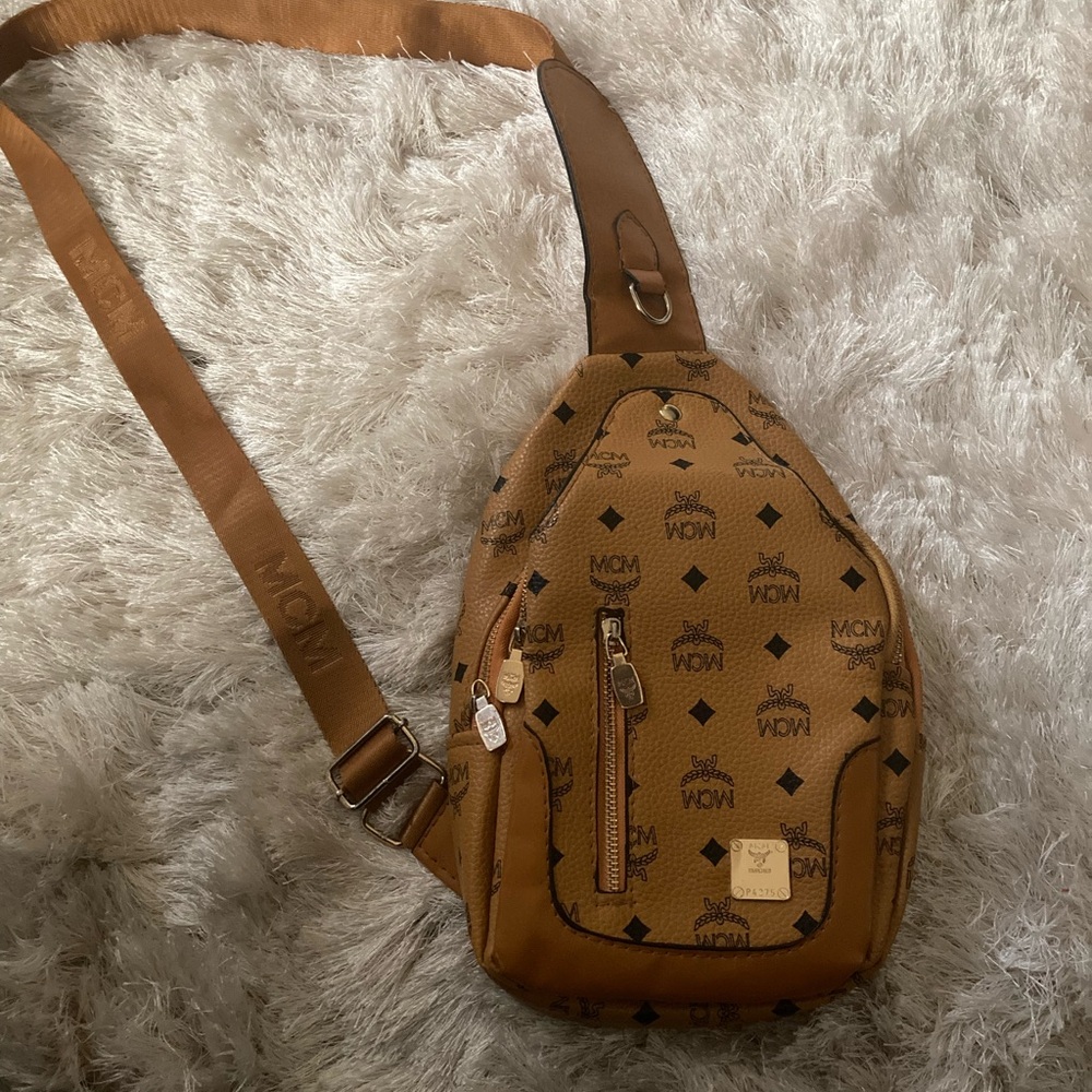 MCM Tan Monogram Sling Bag
